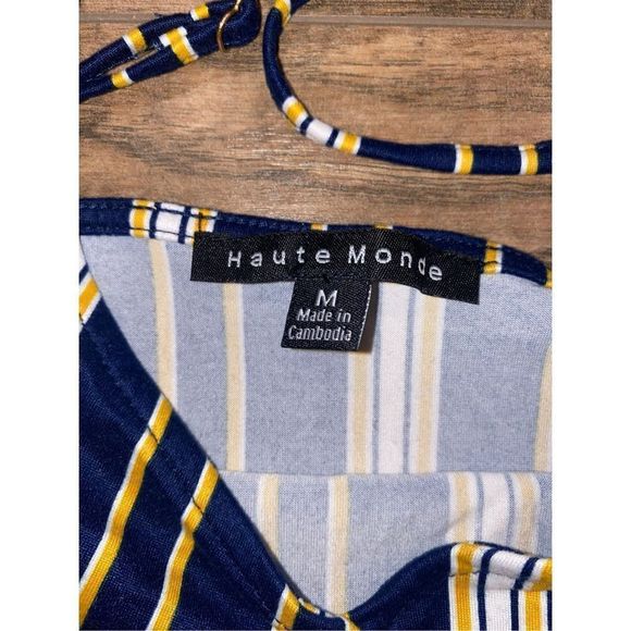 Women’s Maxi Dress Blue Stripes Knit Summer Medium - Picture 7 of 8